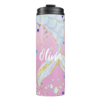 Whimsical Glitter Mermaid Beachy Under the Sea Thermal Tumbler