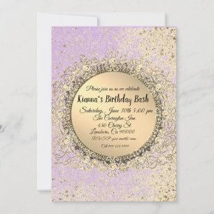 Whimsical Glittery Stars Flat Card Birthday