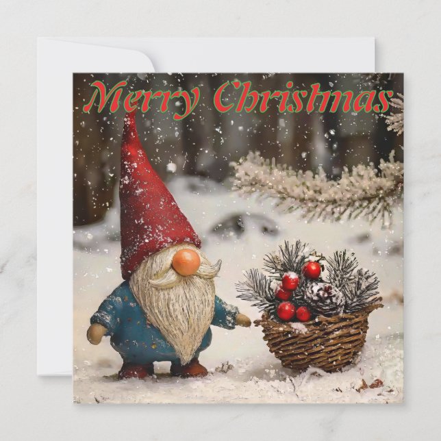 Whimsical Gnome Christmas Card (Front)