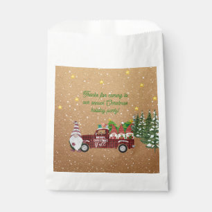 Whimsical Gnome in Red Truck Christmas Party Favour Bag
