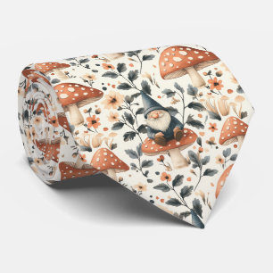Whimsical Gnome & Mushroom Enchanting Woodland Tie
