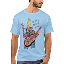 Whimsical Gnome with Peace Guitar, Groovy 60s Vibe