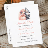 Whimsical Gnome Woodland Orange Wedding Save Date