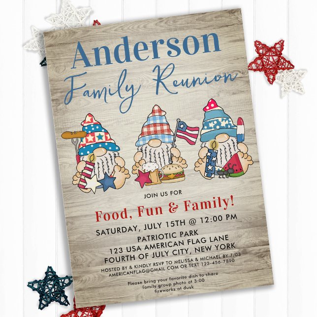 Whimsical Gnomes BBQ Farmhouse Family Reunion Invitation (Creator Uploaded)