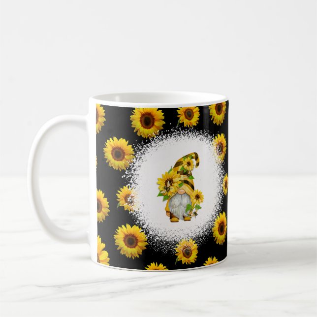 Whimsical Gnomes with Sunflowers Coffee Mug (Left)