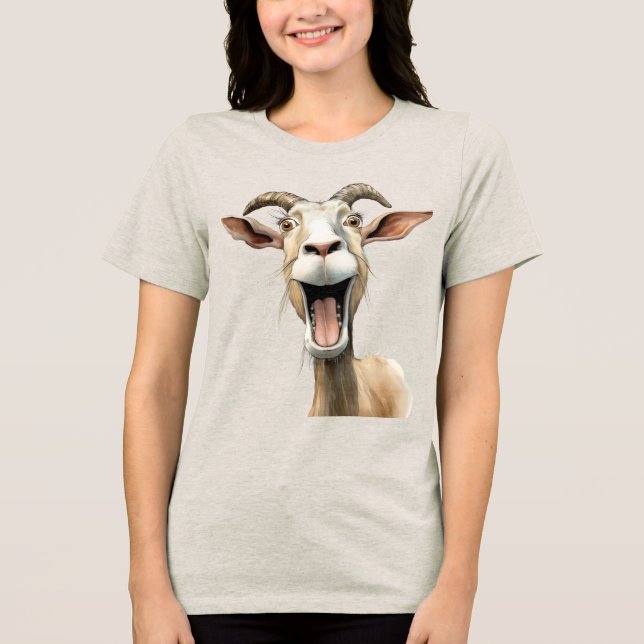 Whimsical goat Tri-Blend shirt (Front)