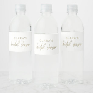 Whimsical Gold Calligraphy Bridal Shower Water Bottle Label