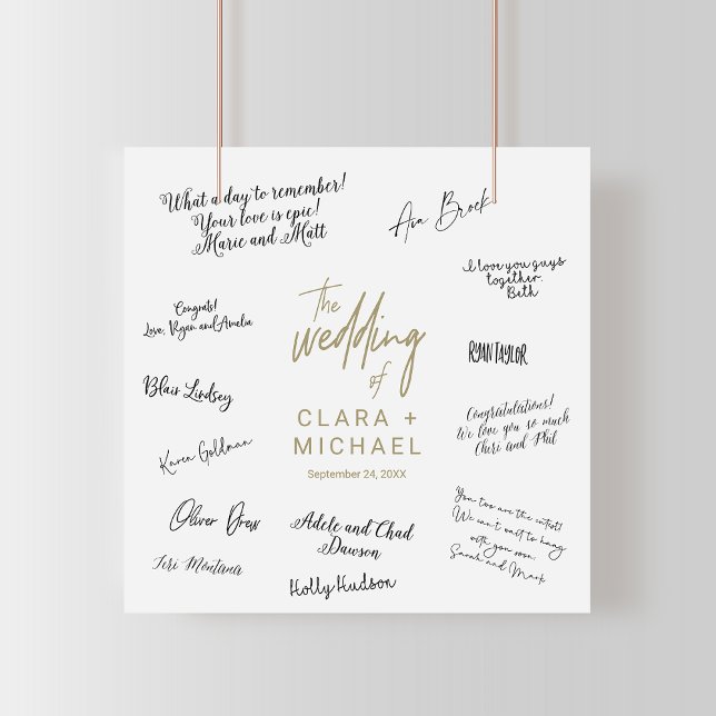 Whimsical Gold Calligraphy Guest Signing Poster (Creator Uploaded)