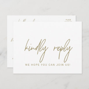 Whimsical Gold Calligraphy Song Request RSVP Invitation Postcard