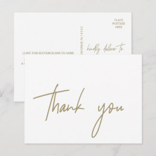 Whimsical Gold Calligraphy Thank You Postcard