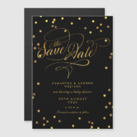 Whimsical Gold Confetti Baby Shower Save The Date