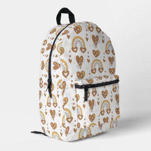 Whimsical Gold Rainbow Printed Backpack