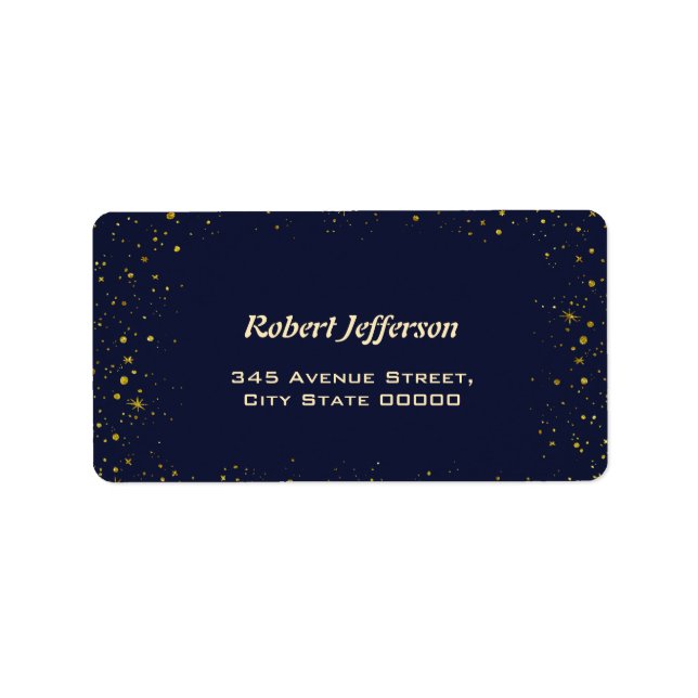 Whimsical Gold Starry Night Baptism Label (Front)