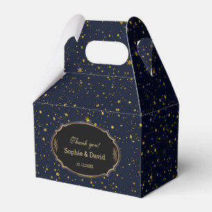 Whimsical Gold Starry Night Navy Blue Wedding Favor Box