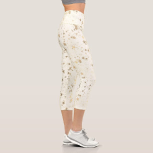 Whimsical gold stars capri leggings