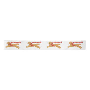 Whimsical Golden Retriever Christmas Satin Ribbon