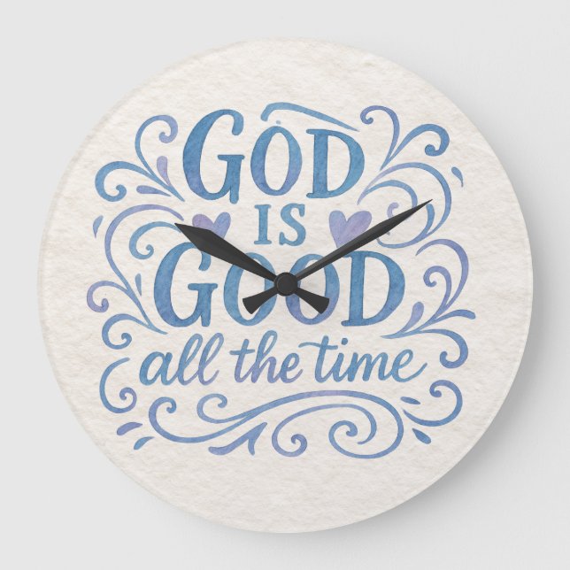 Whimsical Good is Good Typography Large Clock (Front)