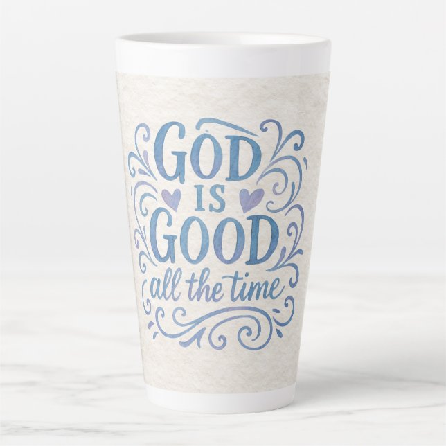 Whimsical Good is Good Typography Latte Mug (Front)