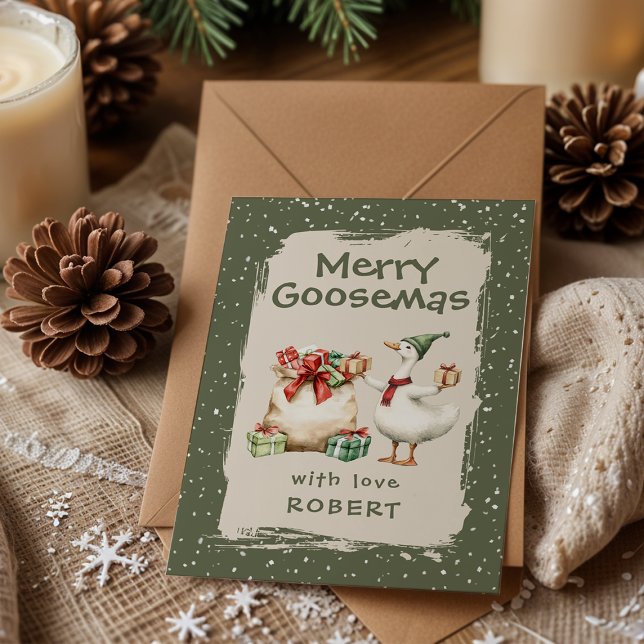 Whimsical Goose Classroom Christmas Holiday Card (Creator Uploaded)