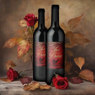 Whimsical Goth Love Potion Wine Label