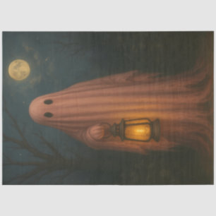 Whimsical Goth Pink Ghost Halloween Cute Halloween Tissue Paper