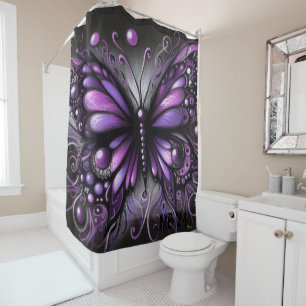 Whimsical Gothic Butterfly Purple Black Colourful