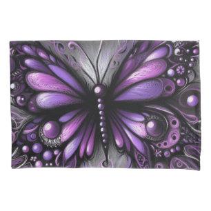Whimsical Gothic Butterfly Purple Black Colourful Pillowcase