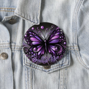 Whimsical Gothic Butterfly Purple Personalized 4 Inch Round Button
