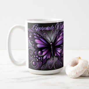 Whimsical Gothic Butterfly Purple Personalized Coffee Mug
