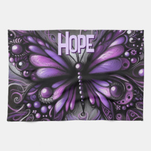 Whimsical Gothic Butterfly Purple Personalized Kitchen Towel