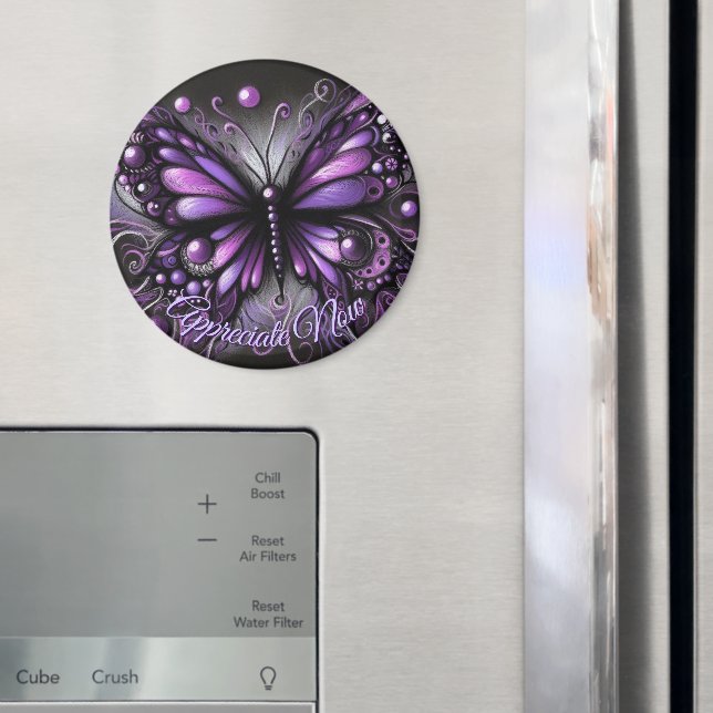 Whimsical Gothic Butterfly Purple Personalized Magnet (In Situ (Fridge))