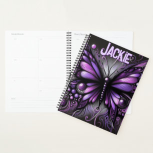 Whimsical Gothic Butterfly Purple Personalized Planner