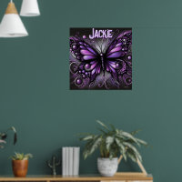 Whimsical Gothic Butterfly Purple Personalized