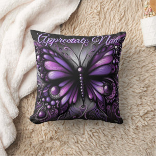 Whimsical Gothic Butterfly Purple Personalized Throw Pillow