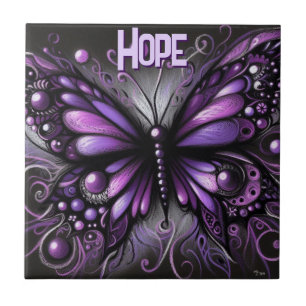 Whimsical Gothic Butterfly Purple Personalized Tile
