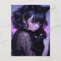 Whimsical Gothic Cat Lady 