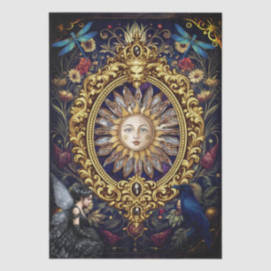 Whimsical Gothic Celestial Dragonfly Raven Fairy  Tissue Paper
