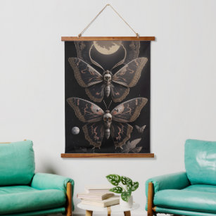 Whimsical Gothic Death's Head Moth Hanging Tapestry
