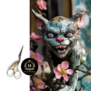 Whimsical Gothic Gargoyle with Blossoms Decoupage  Tissue Paper