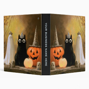 Whimsical Gothic Halloween Cat Ghost Pumpkin Binder