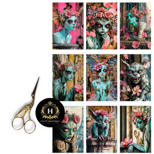 Whimsical Gothic Paris Gargoyle Decoupage  Tissue Paper