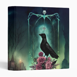 Whimsical Gothic Raven Illustration Goth Binder