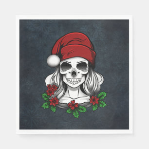 Whimsical Gothic Santa Skull Christmas Napkin