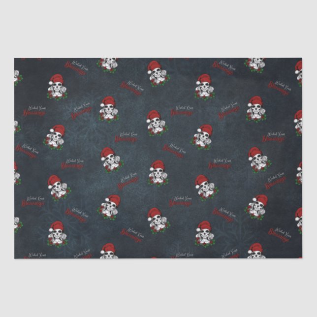 Whimsical Gothic Santa Skull Christmas Tissue Paper (Front)