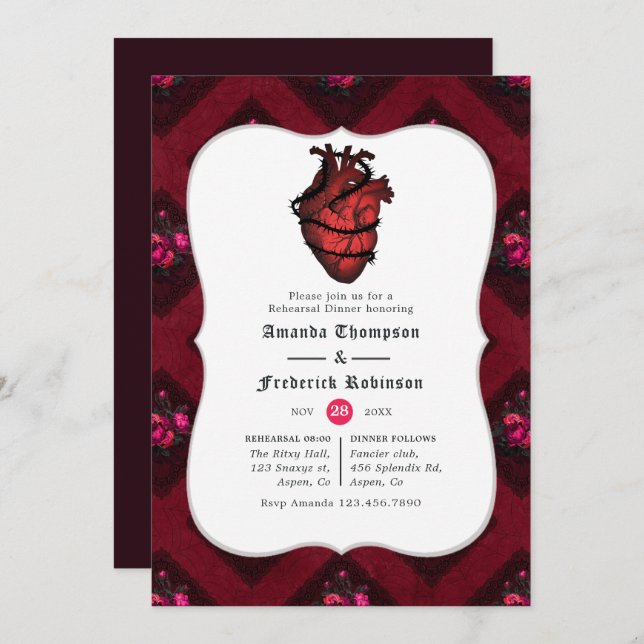 Whimsical Gothic Wedding Rehearsal Dinner Invitation (Front/Back)