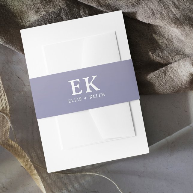 Whimsical Gradient Purple Floral Monogram Wedding Invitation Belly Band (Creator Uploaded)