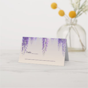 Whimsical Gradient Purple Floral Monogram Wedding Place Card
