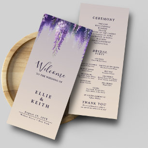 Whimsical Gradient Purple Floral Wedding Program
