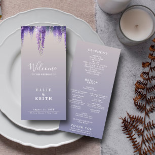 Whimsical Gradient Purple Floral Wedding Program