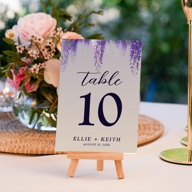 Whimsical Gradient Purple Floral Wedding Table Number (Creator Uploaded)